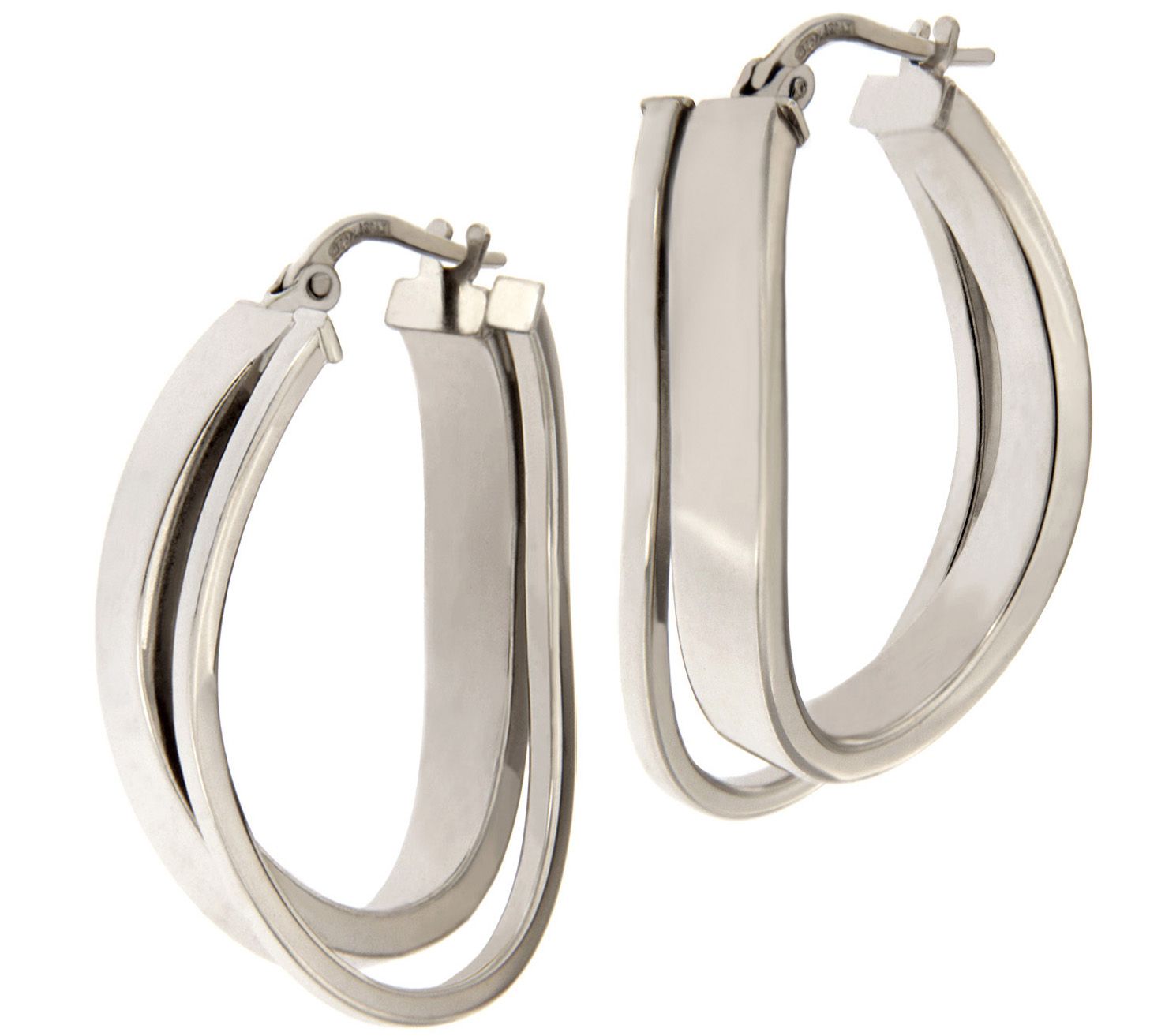 Italian Silver Sterling Polished Double Twist H oop Earrings