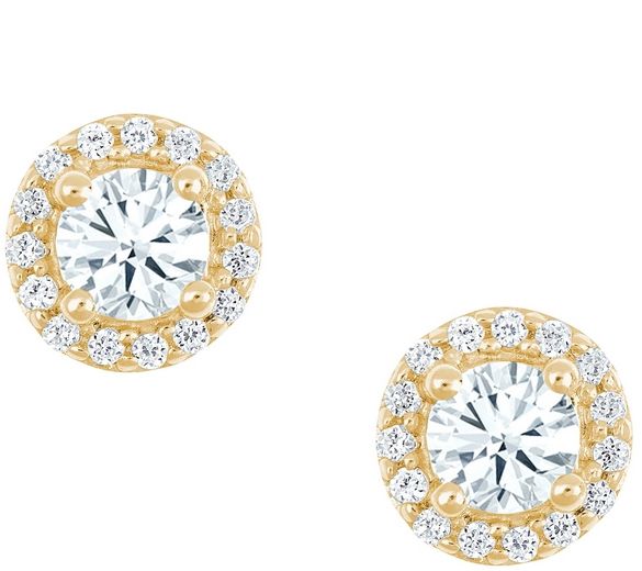 Affinity 1/4 cttw Diamond Halo Earrings, 14K Y ellow Gold