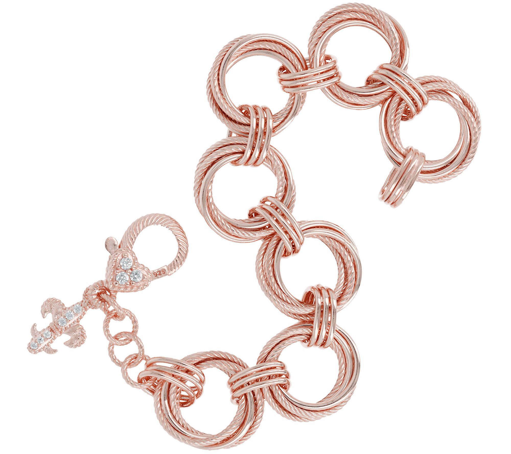 Judith Ripka Verona Multi-circle 14K Clad Link Bracelet 26.0g