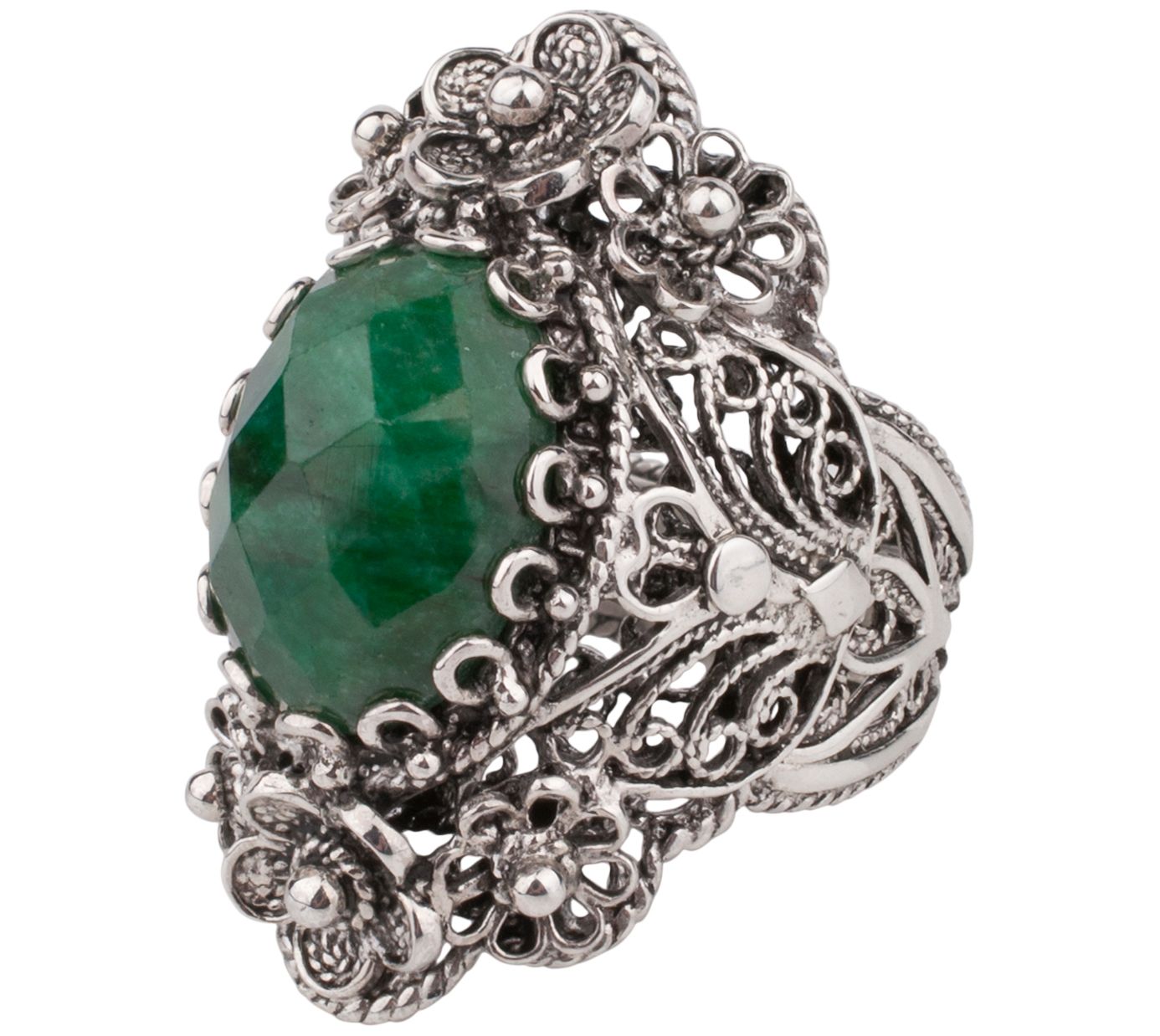 Artisan Crafted Sterling Silver Filigree Gemsto ne Ring