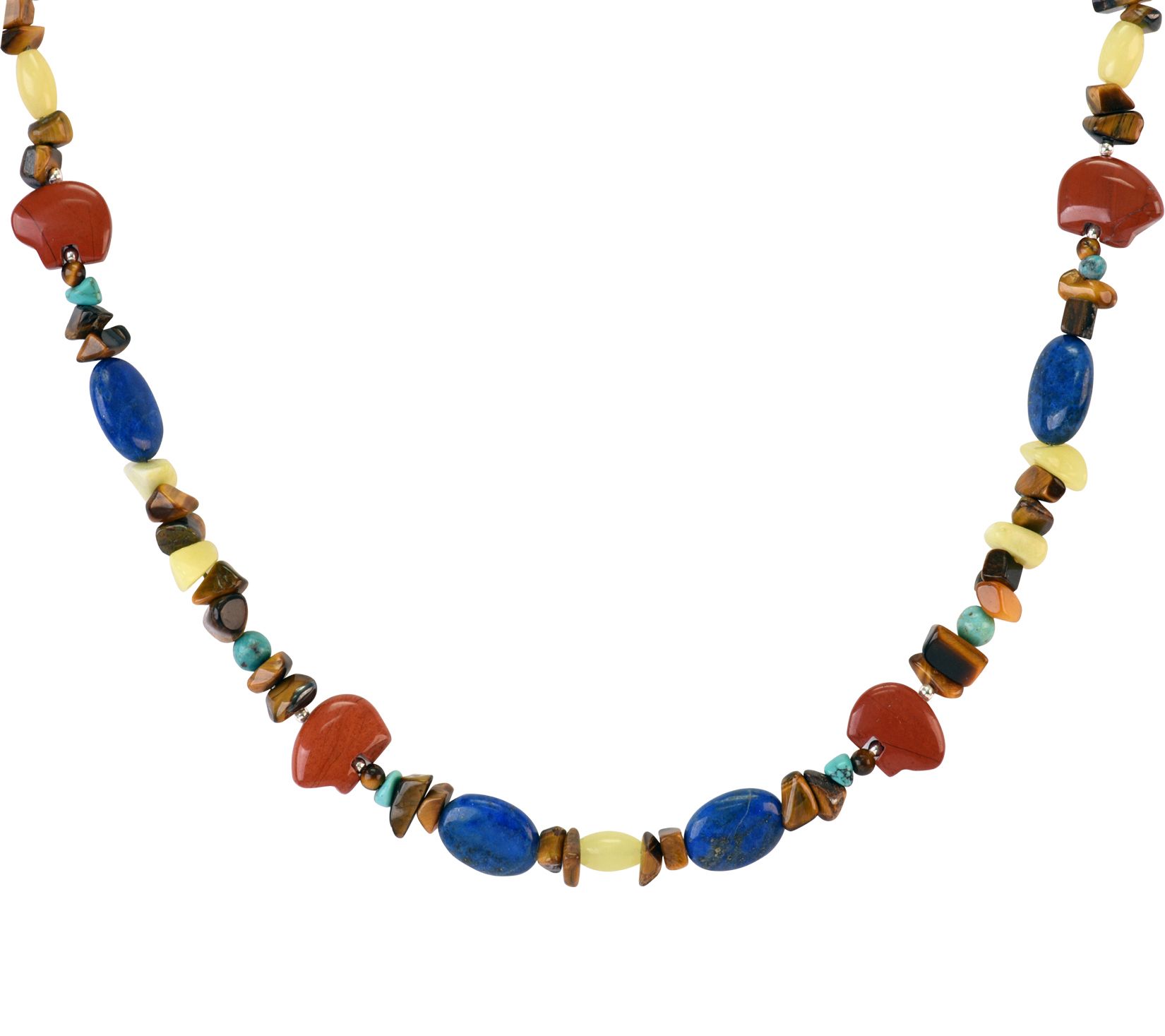 American West Sterling Silver Earthtone Bear Be aded Necklace