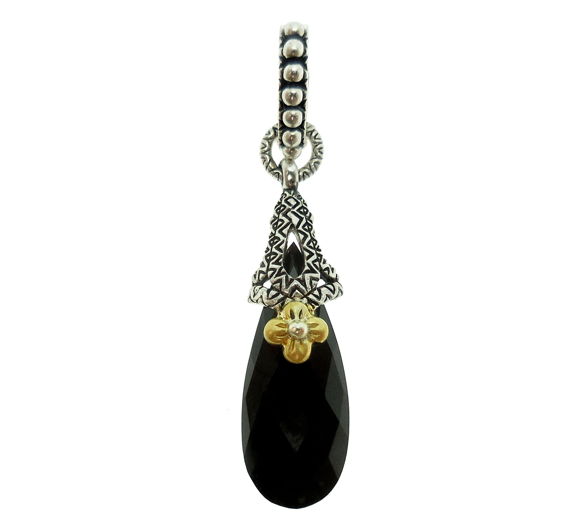 Barbara Bixby Sterling & 18K Gold Black Onyx Dr op Pendant