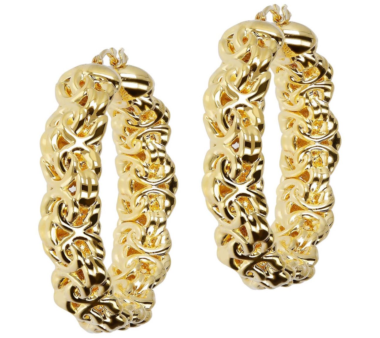 Oro Nuovo Byzantine 1.5 Round Hoop Earrings, 14K