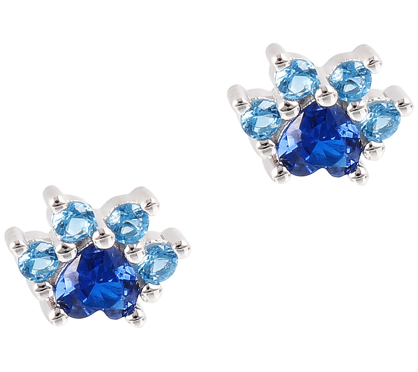 Diamonique 0.70 cttw Paw Print Stud Earrings, Sterling Silver