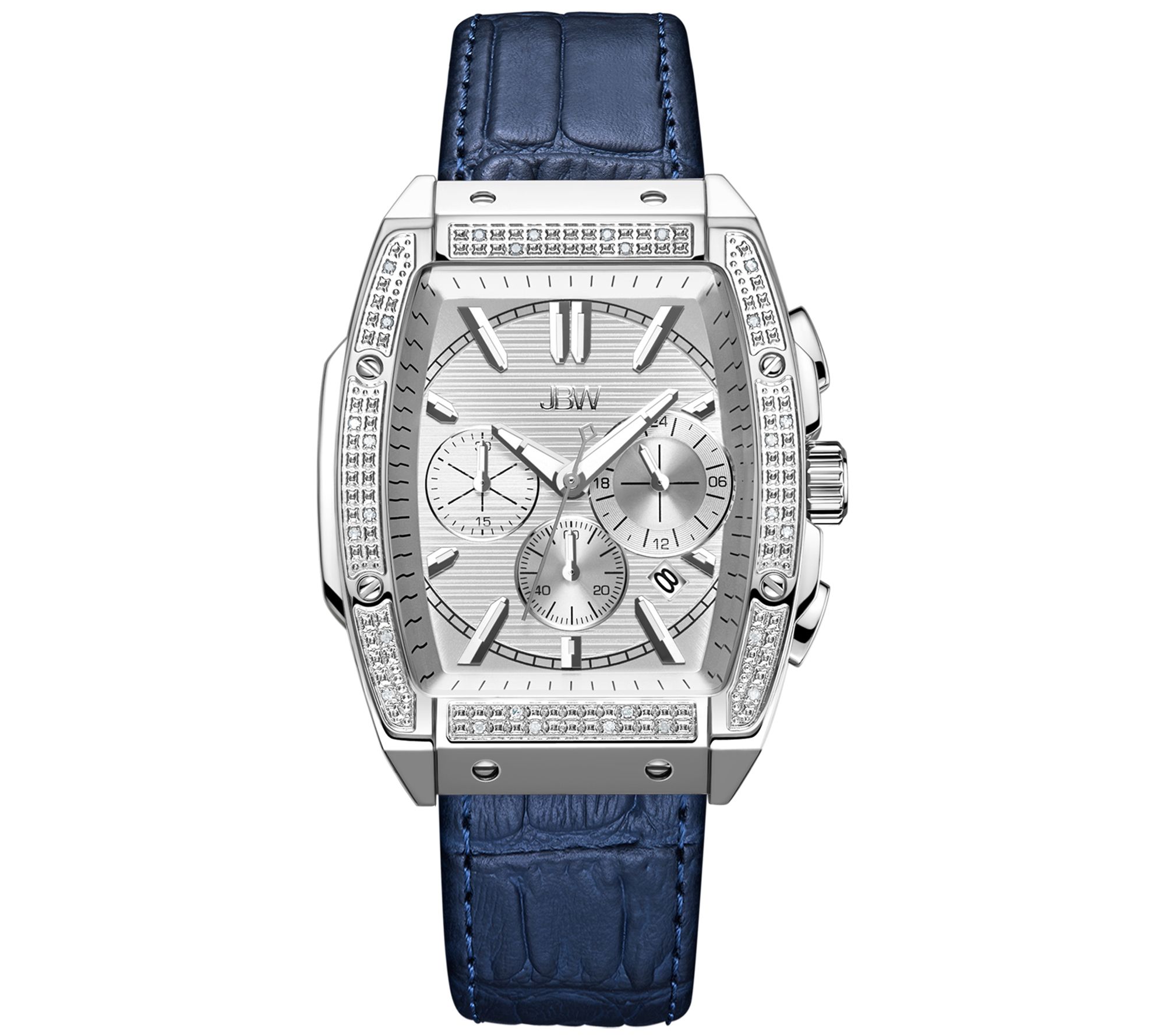 JBW Men's Echelon 1/4 cttw Diamond Blue Leathe Strap Watch