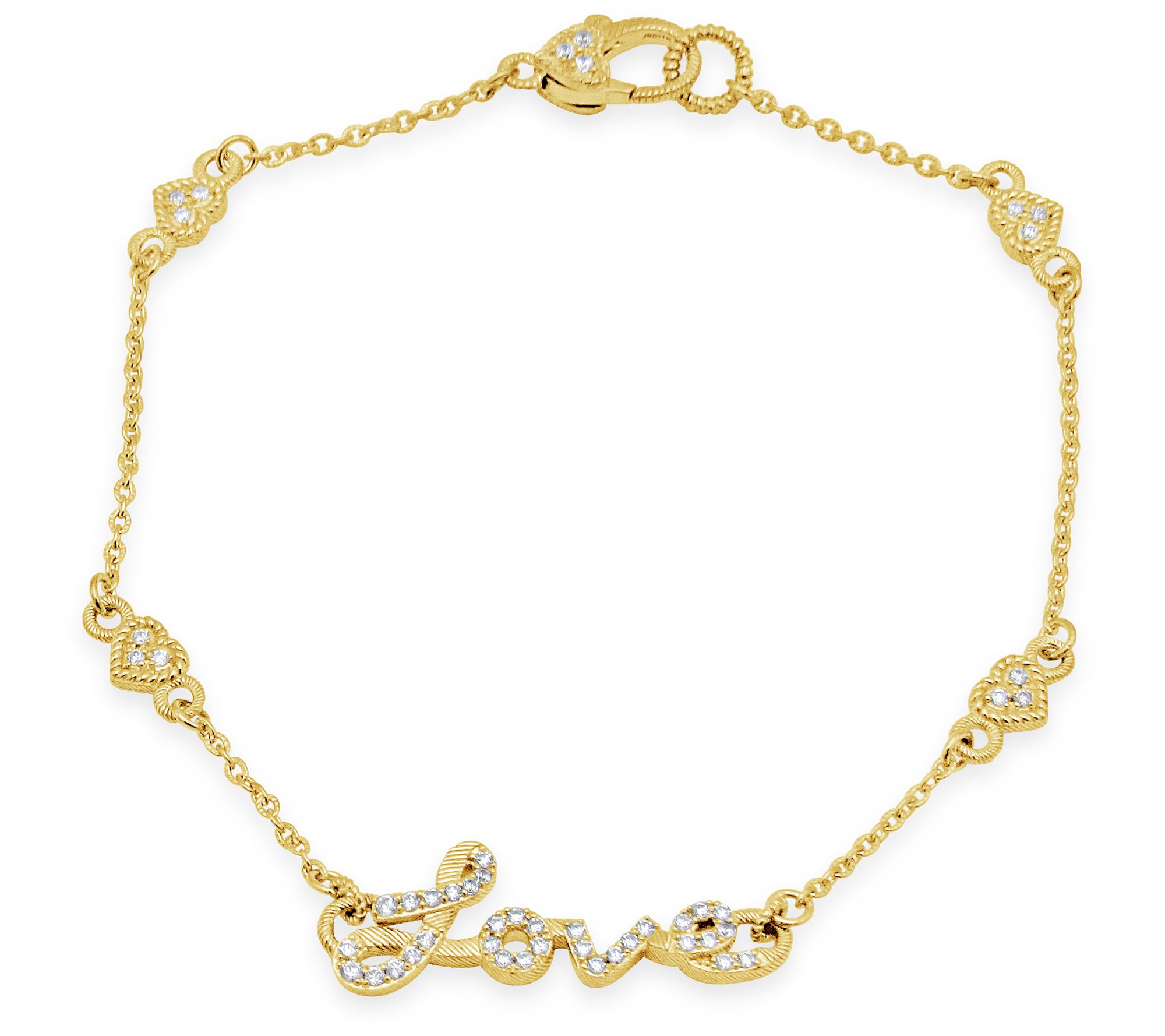 Judith Ripka 14K Clad Diamonique Love Ankle B racelet