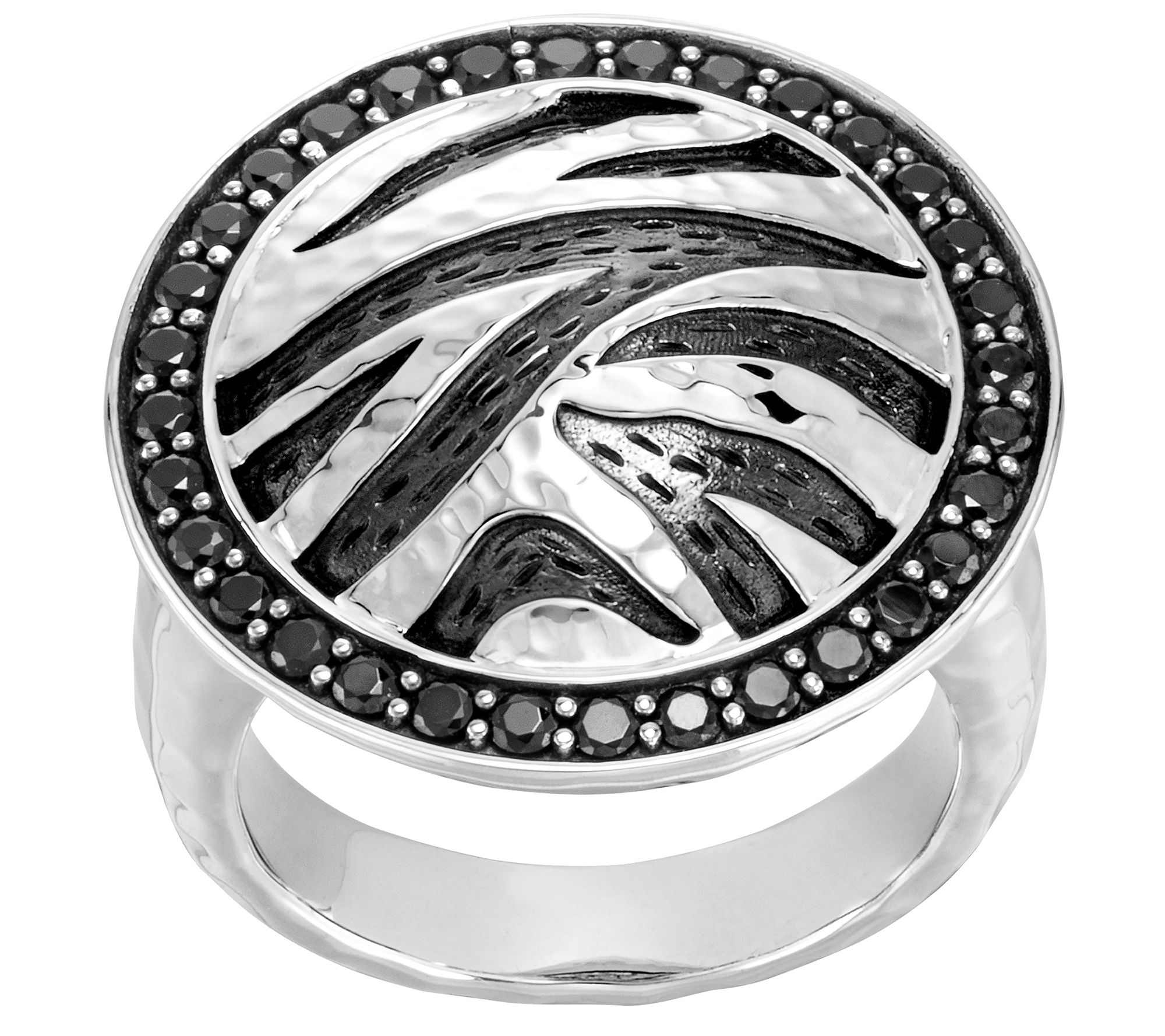 JAI Sterling Silver Black Spinel Tiger Stripe R ng