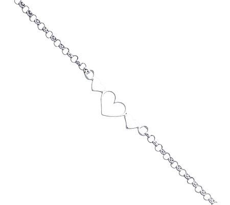 Sterling 10 Polished Triple-Heart Anklet