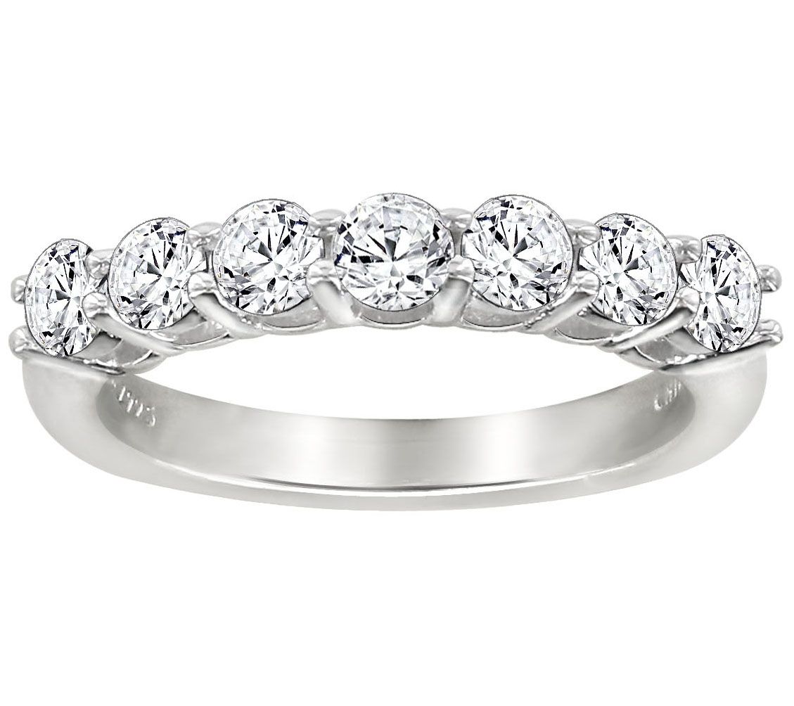 Diamonique 7 Stone Anniversary Band Ring, Plati num Clad