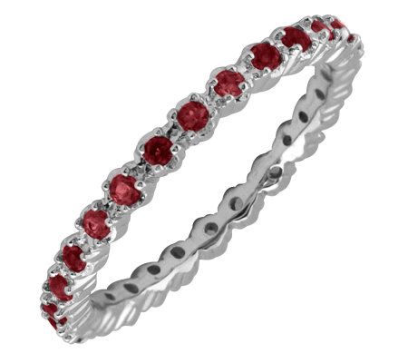 Simply Stacks Sterling Prong Garnet Eternity St ackable Ring