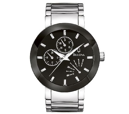 Bulova Mens Stainless Steel Black Dial Watch