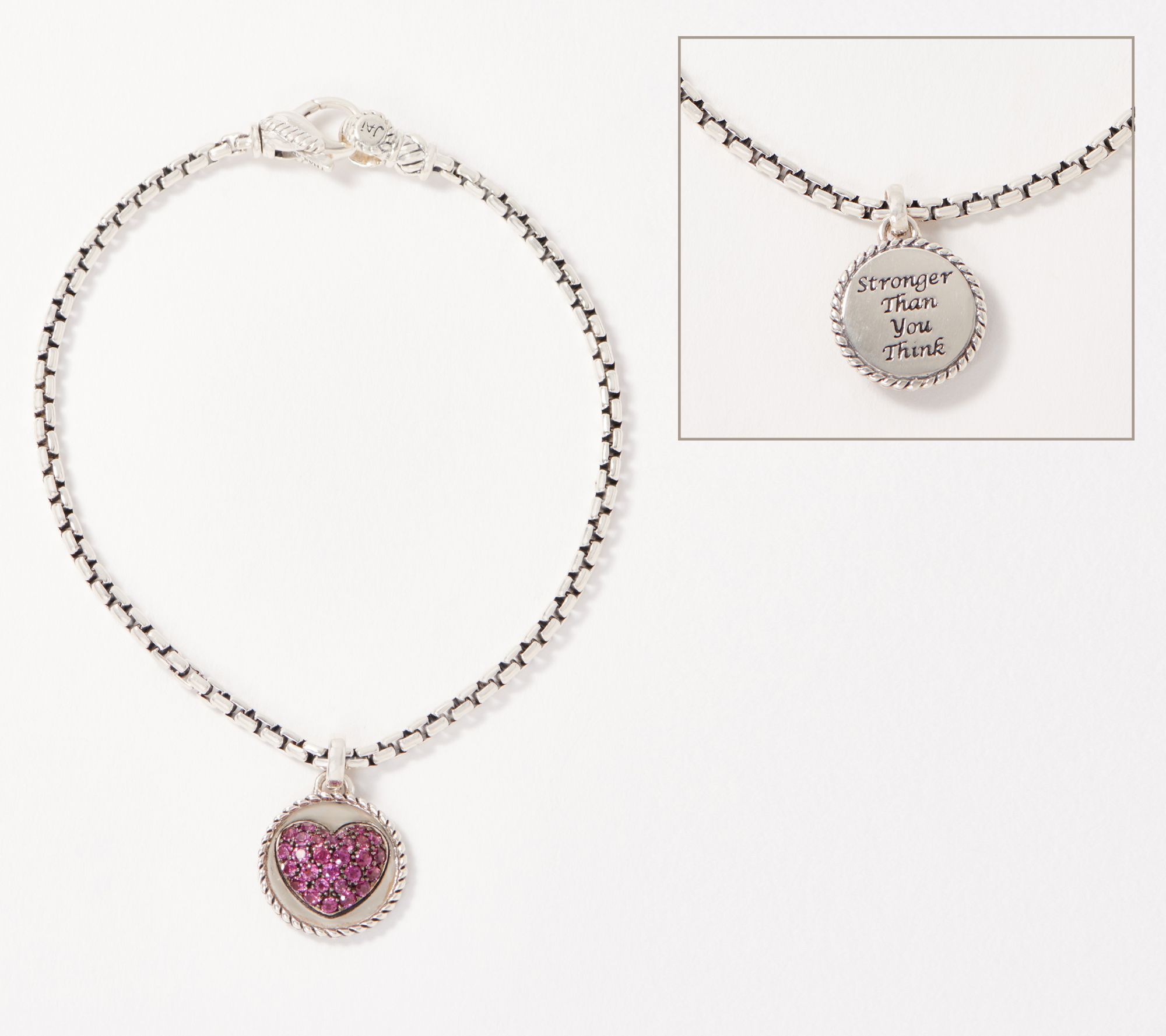 JAI Sterling Stronger Than You Think Box Chain Bracelet