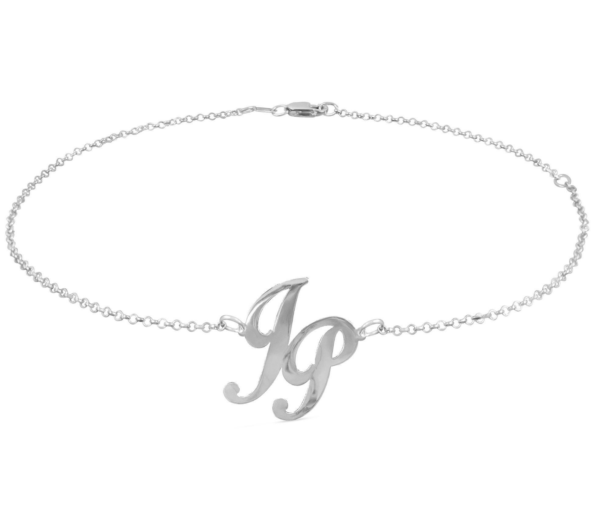 Sterling Silver Personalized Monogram Ankle Bra celet