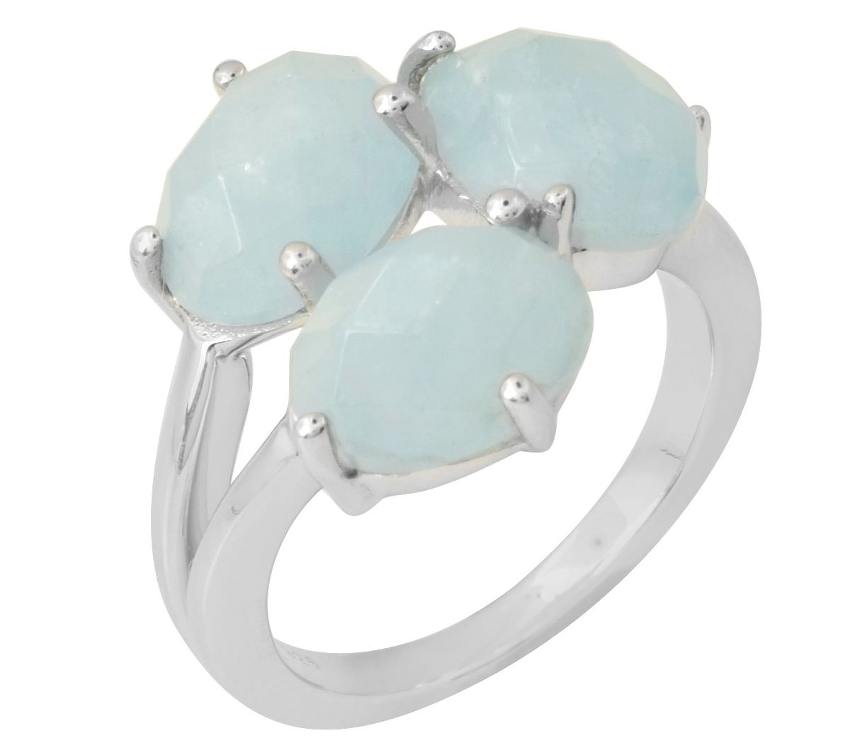 QVC Sterling Silver Blue Milky Aquamarine Ring