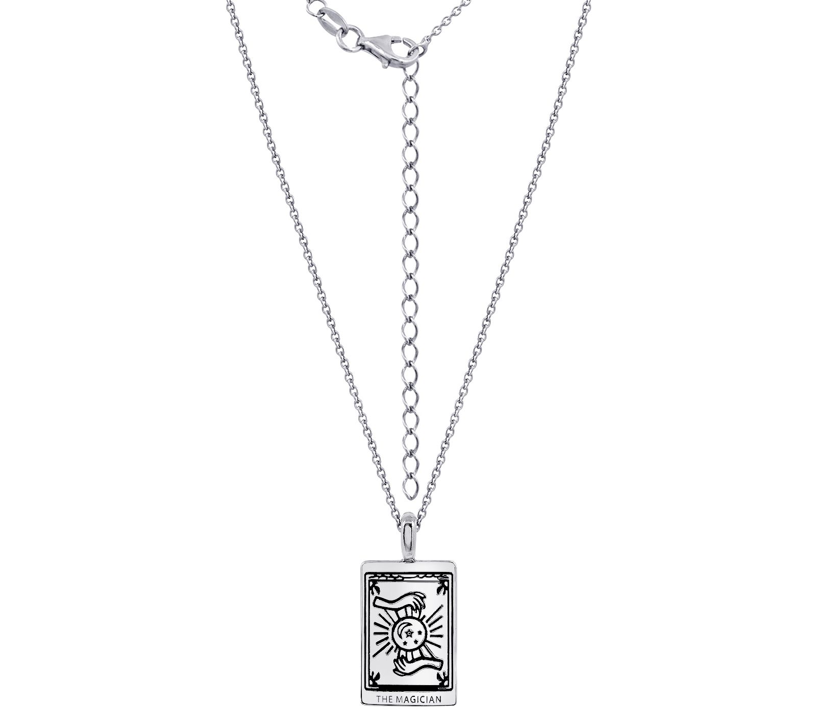 J'admire Sterling Silver Tarot Card Pendant w/ hain