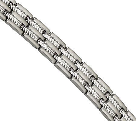 Steel by Design Mens 8-1/2 Brushed Cable Inla y Bracelet