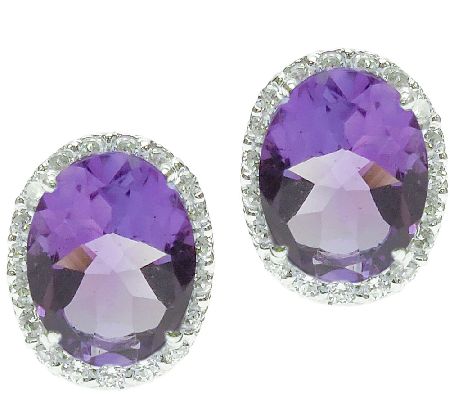 Judith Ripka Sterling Gemstone & Diamonique Hal o Stud Earring