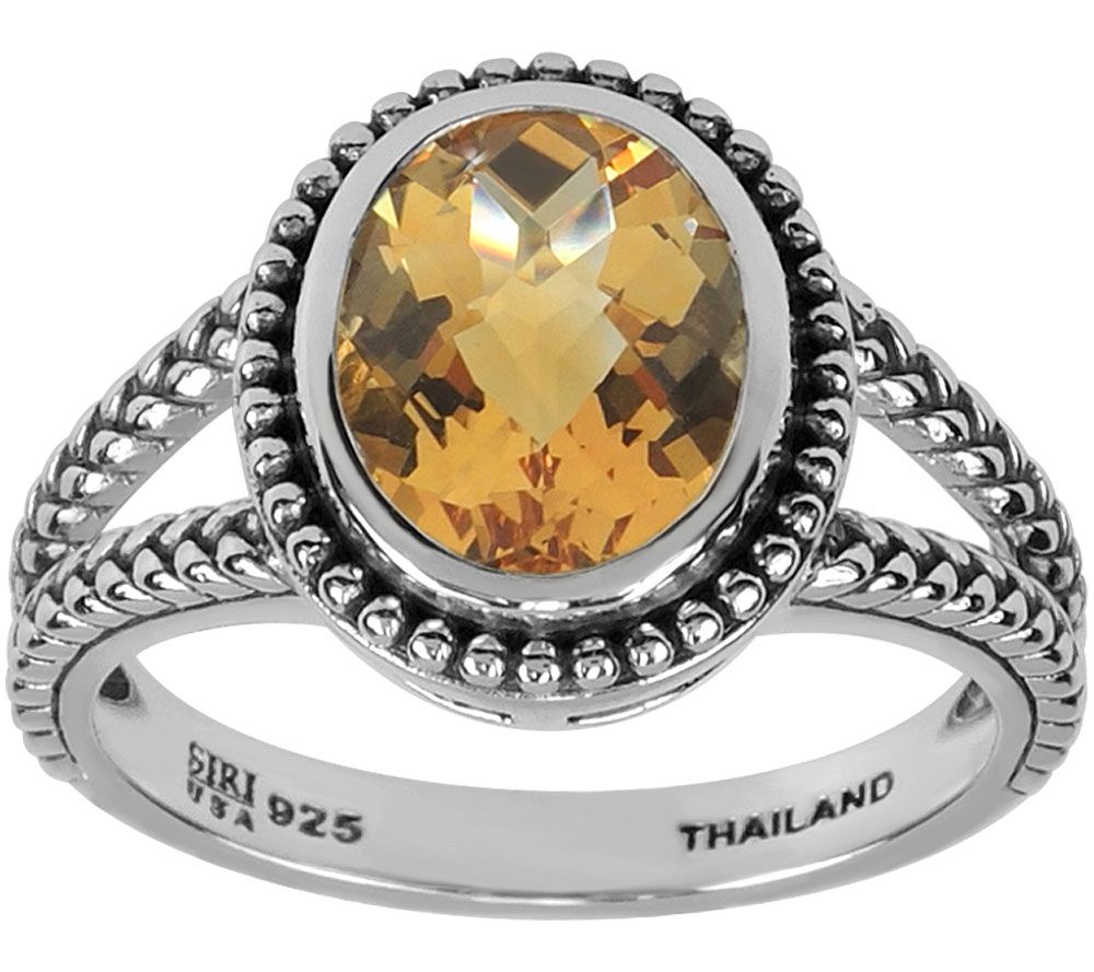 Sterling Oval Faceted Gemstone Ring