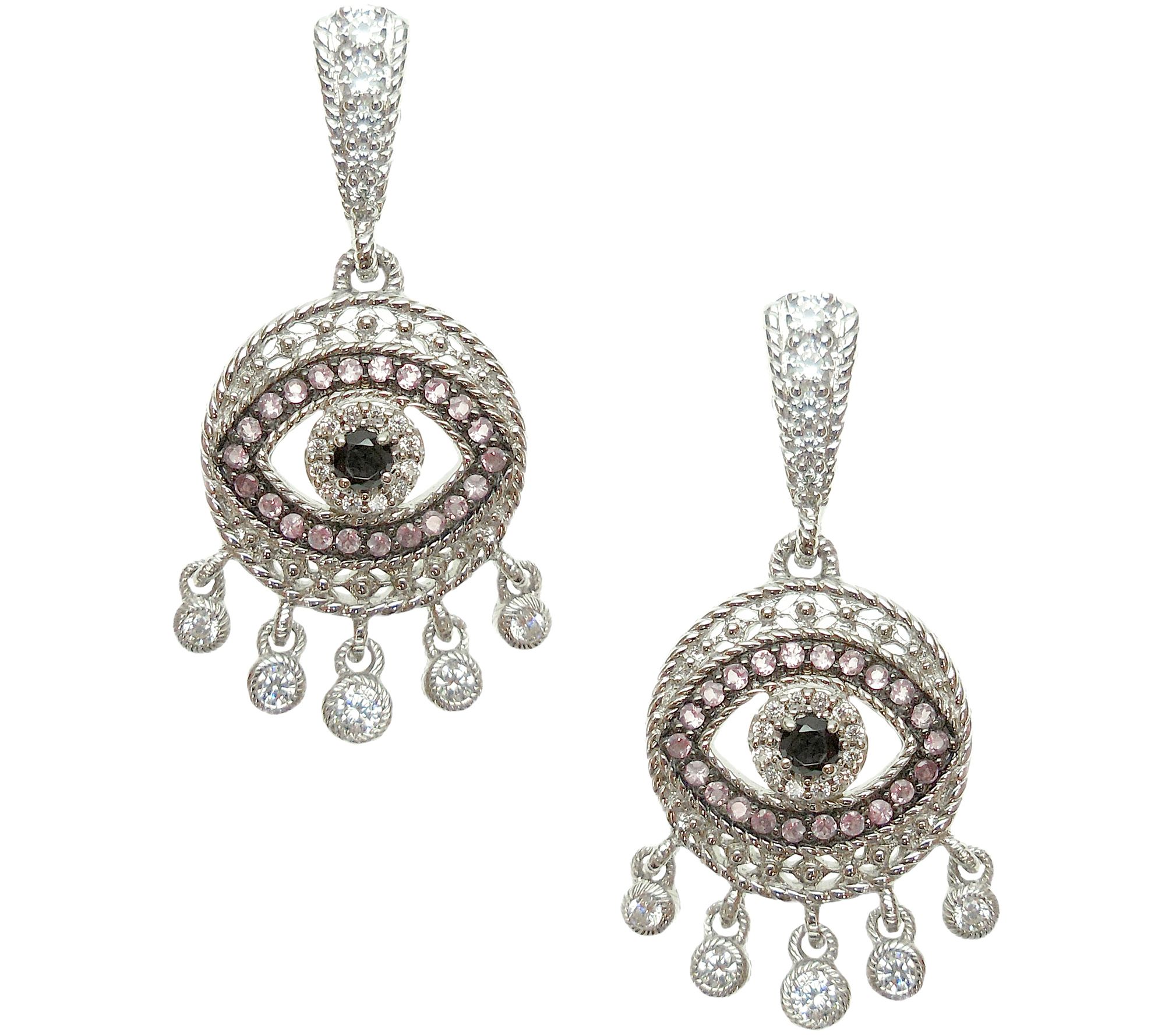 Judith Ripka Sterling Evil Eye Dangle Earrings —
