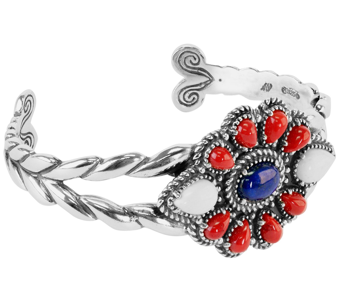 American West Sterling Gemstone Cluster Cuff