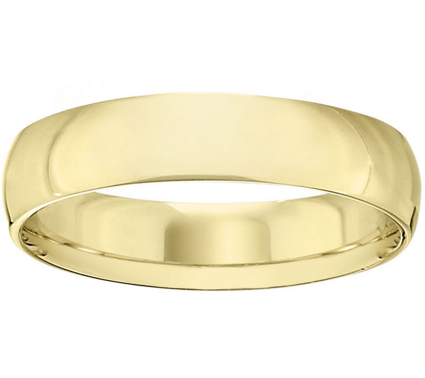 Men's 18K Yellow Gold 5mm Half-Round Wedding Ba nd