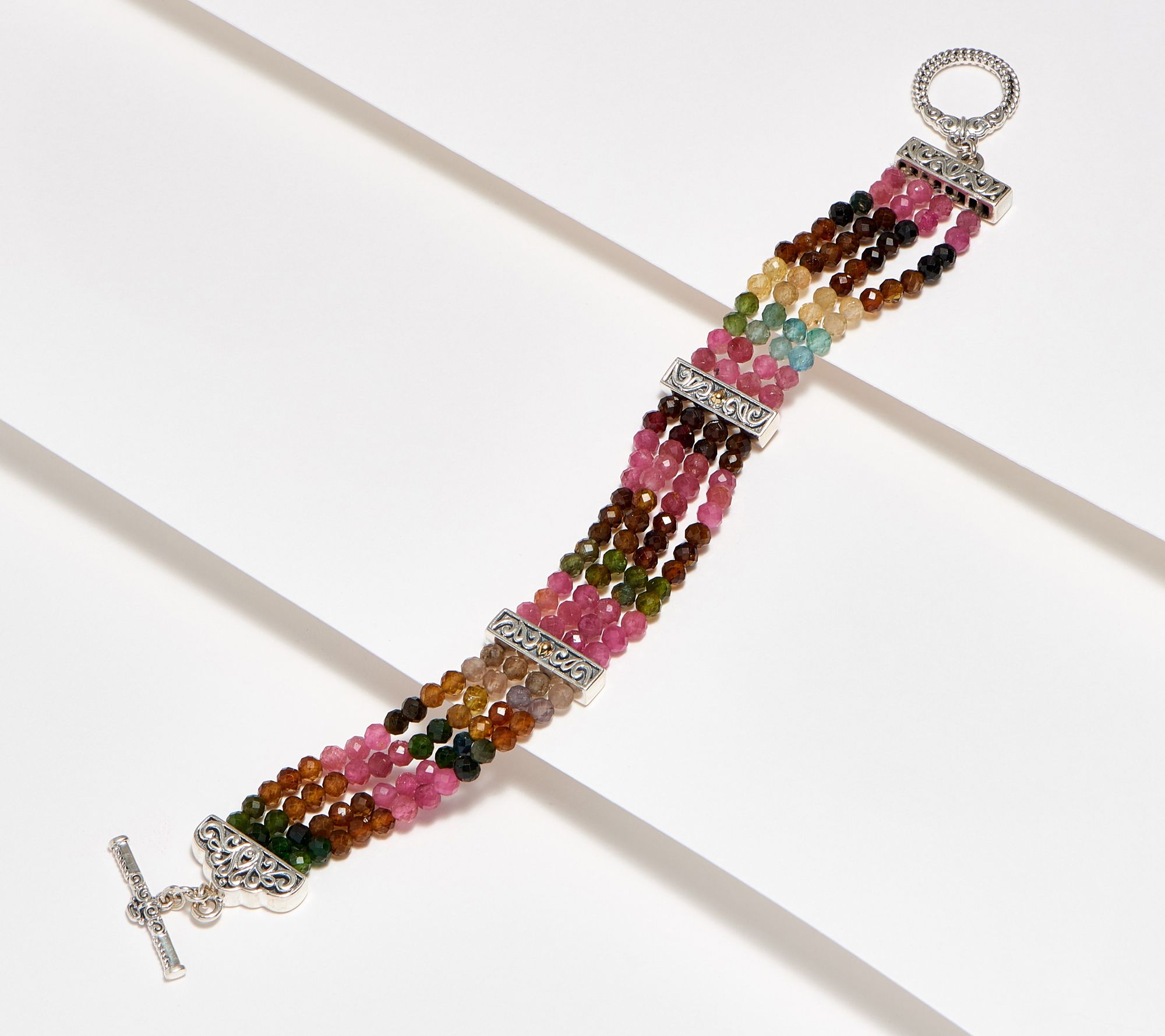 Artisan Crafted Sterling Silver Multi Row BeadBracelet