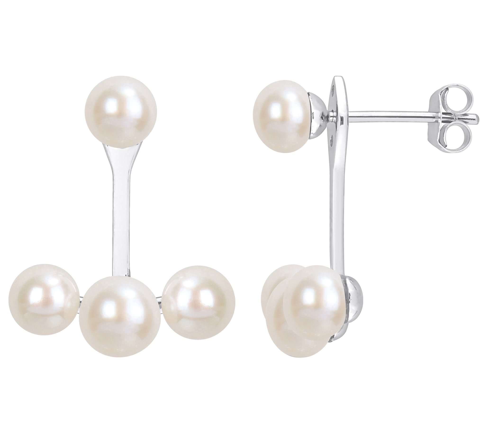 Affinity Cultured Pearl Jacket Earrings, 14K Wh te Gold