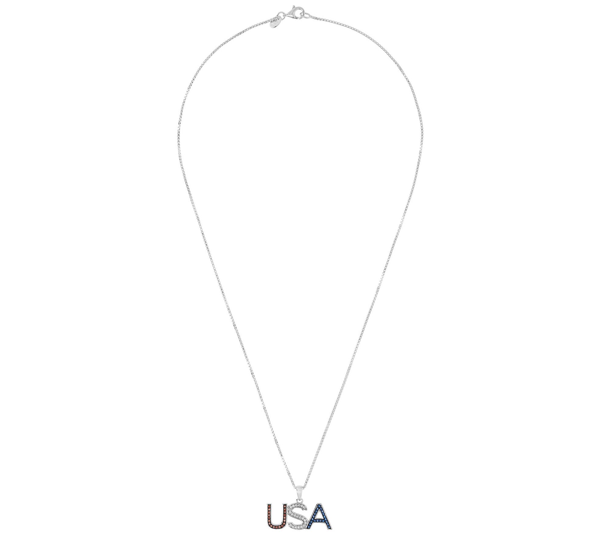 Diamonique USA Pendant with Chain, Sterling Silver