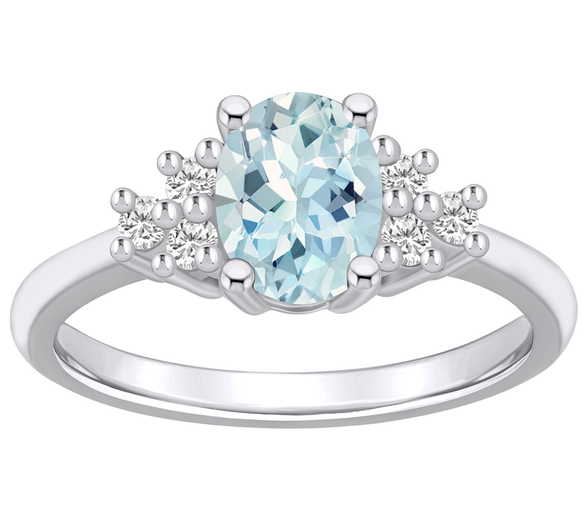 Affinity Gems Oval Aquamarine & Diamond Ring,4K Gold
