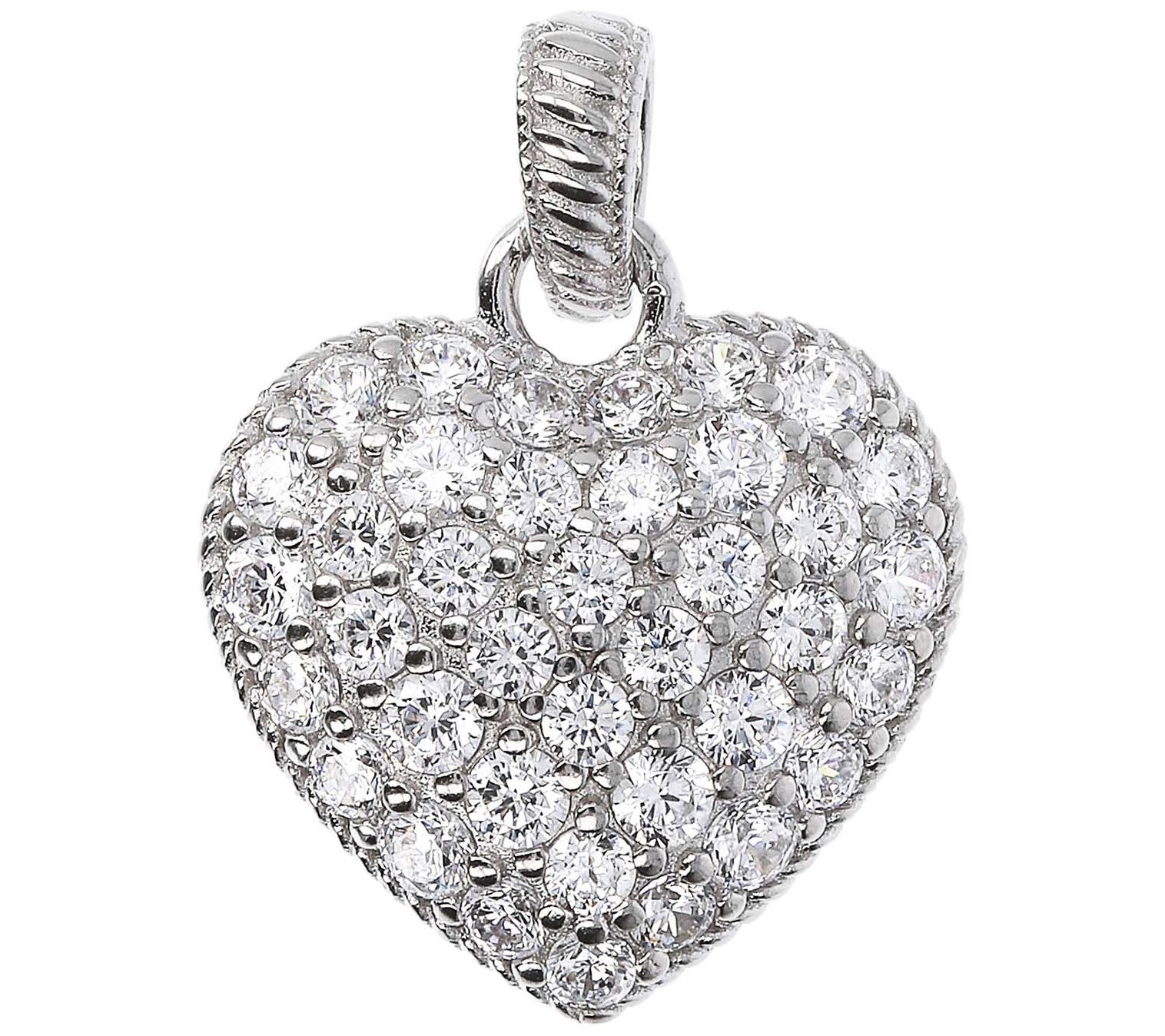 Judith Ripka Verona Sterling Silver Pave H eart Pendant