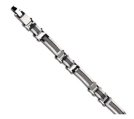 Steel By Design Mens 8-1/2 Black Carbon Fiber Bracelet