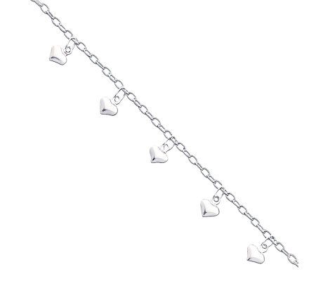 Sterling 9 Polished Puffed Heart Anklet