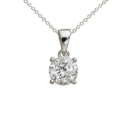 Diamonique 1.50 ct Round Pendant w/ Chain, Plat inum Clad