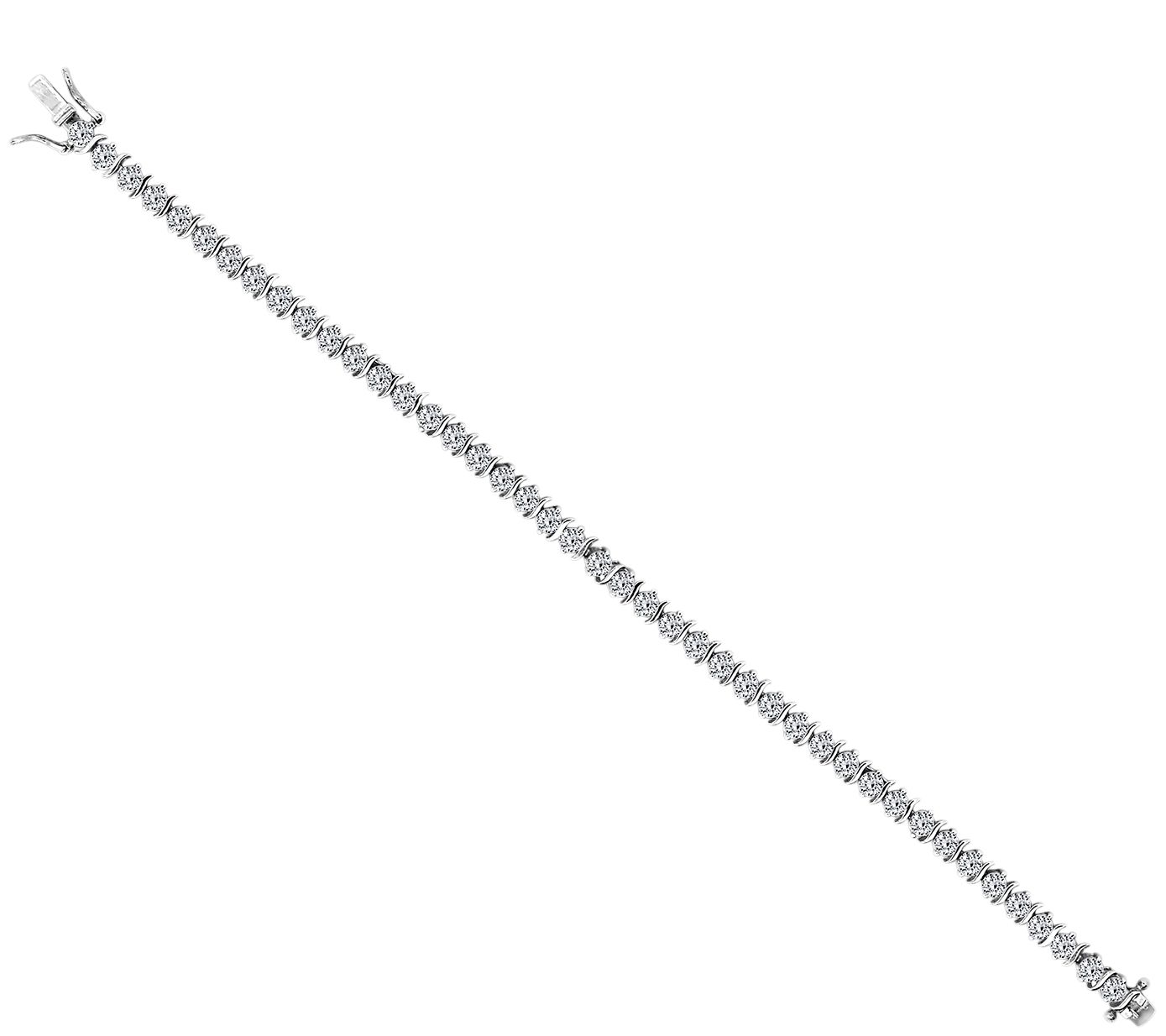 Diamonique Round S-Bar Tennis Bracelet, Platinu m Clad