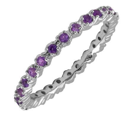 Simply Stacks Sterling Prong Amethyst EternityS tackable Ring