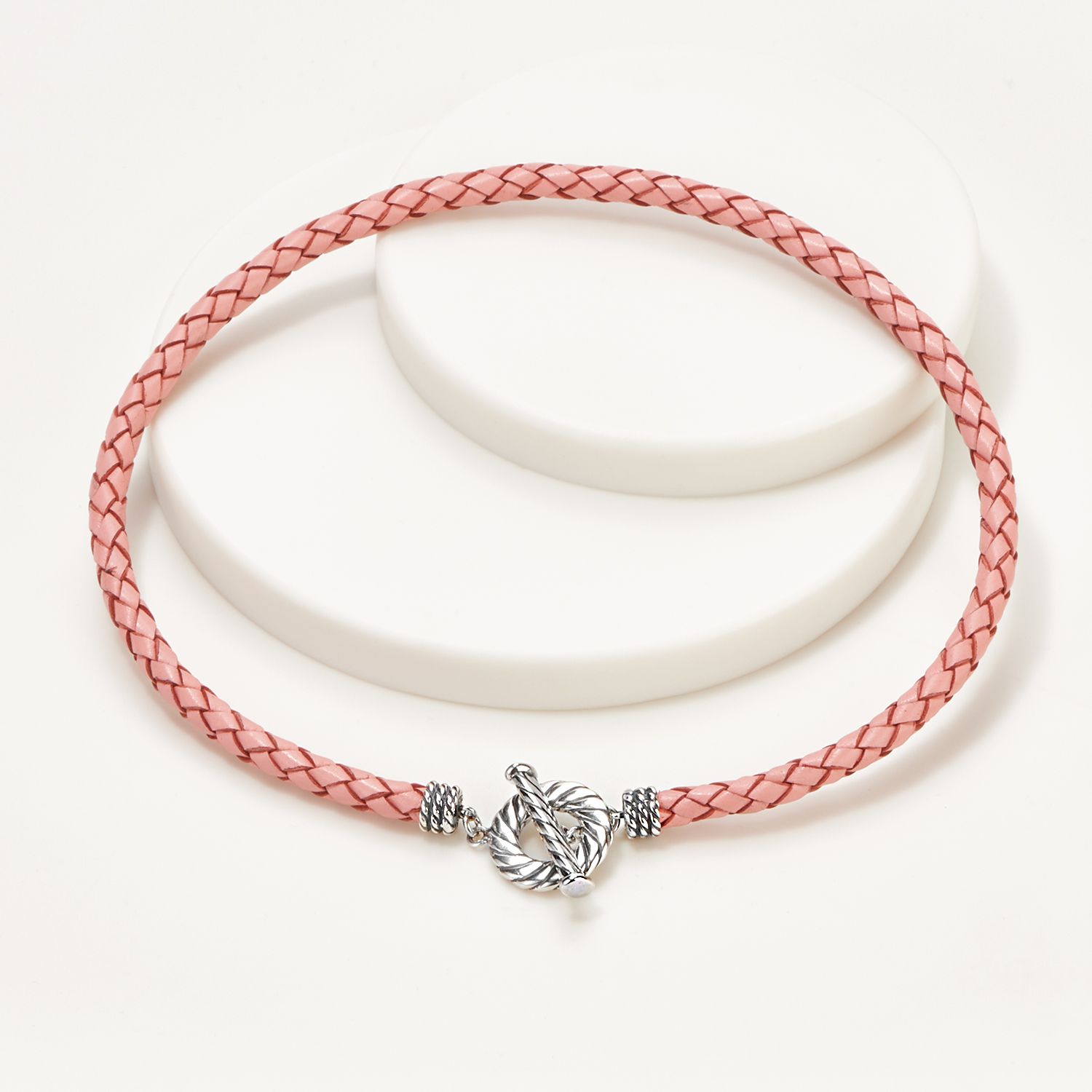 American West Sterling Silver Braided Leather Toggle Necklace