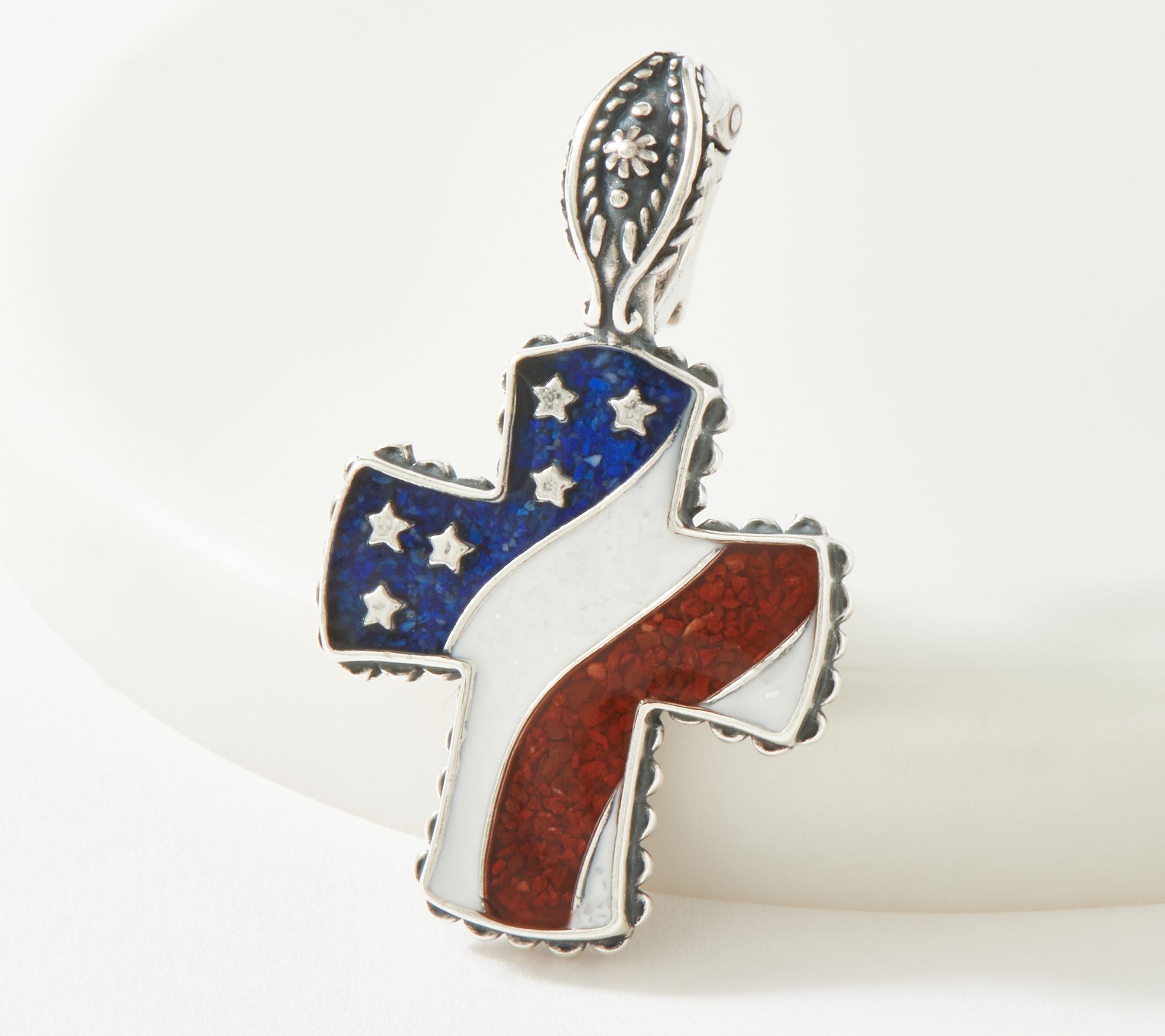 American West Gemstone Patriotic Sterling Silver Enhancer