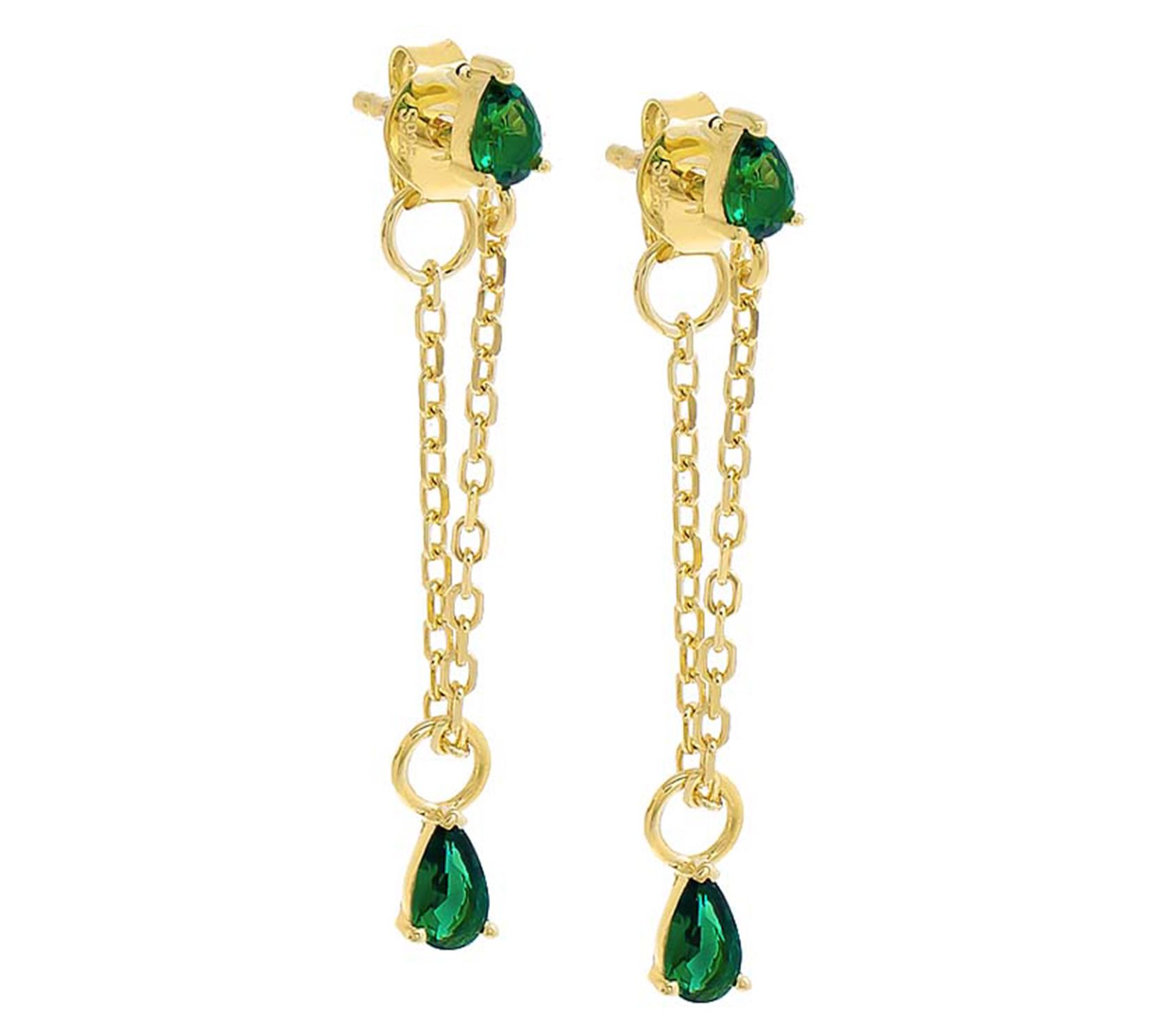 By Adina Eden 14K Gold Plated Green D angle Ear ings