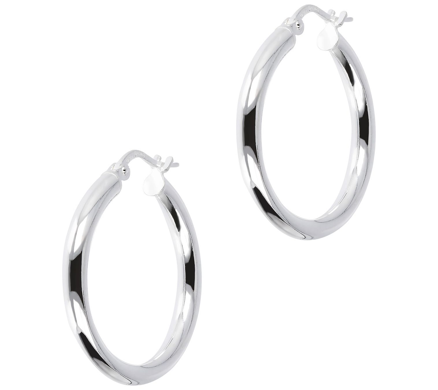 UltraFine Silver 1" Round Polished Hoop Earring