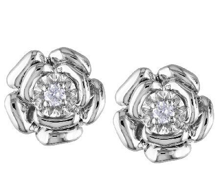 Affinity 1/10 cttw Diamond Flower Earrings, Ste rling