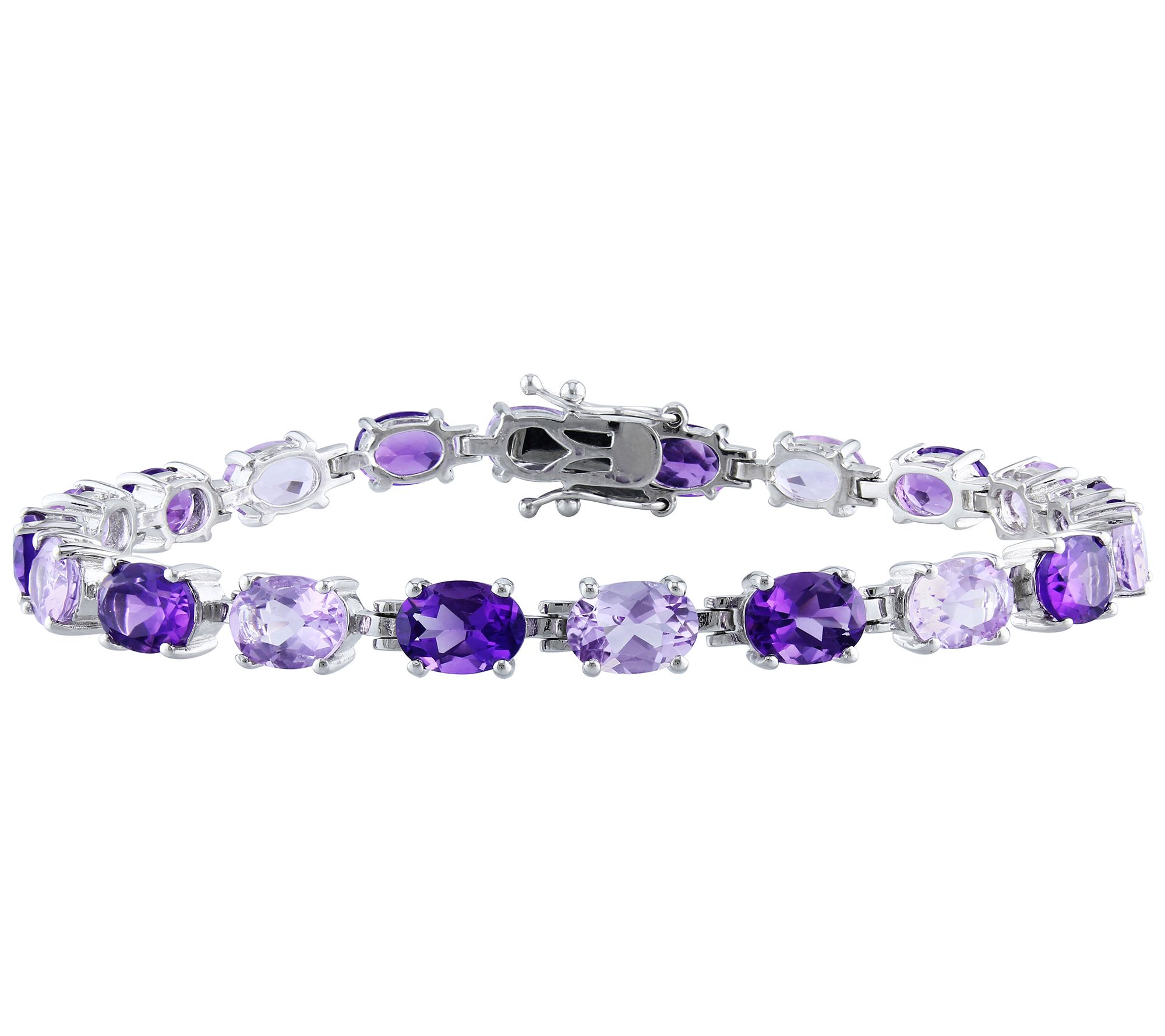 Sterling 14.50 cttw Amethyst and Rose de France Bracelet