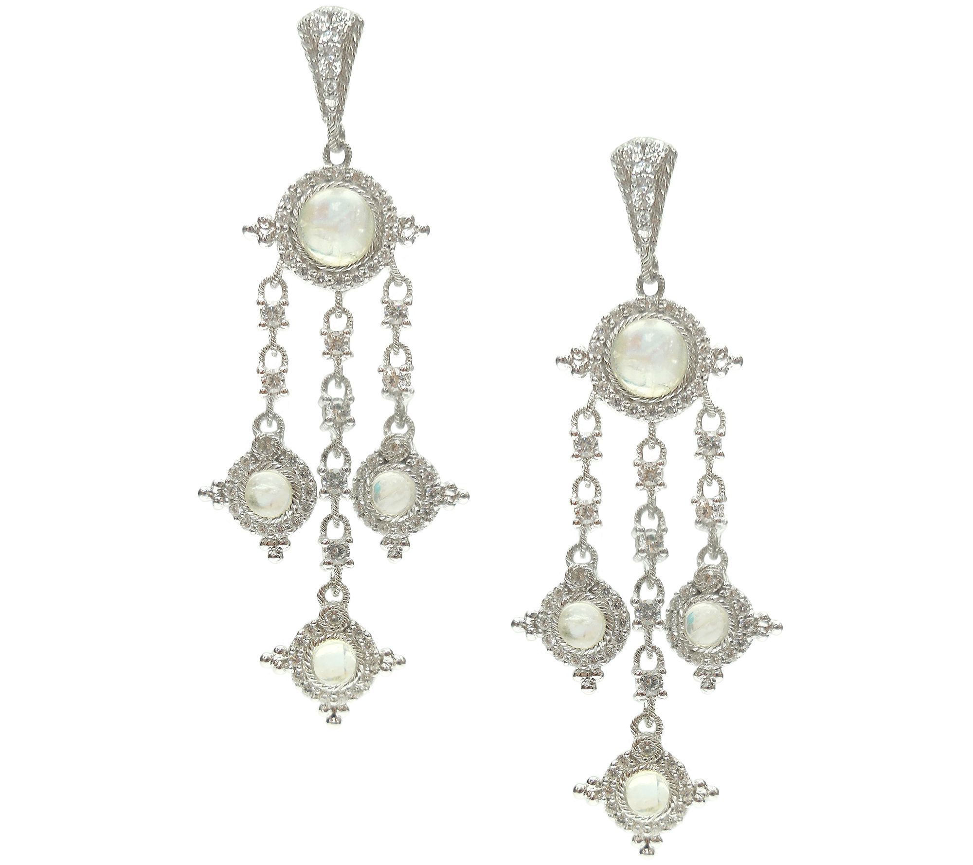 Judith Ripka Sterling & Moonstone Drop Earrings