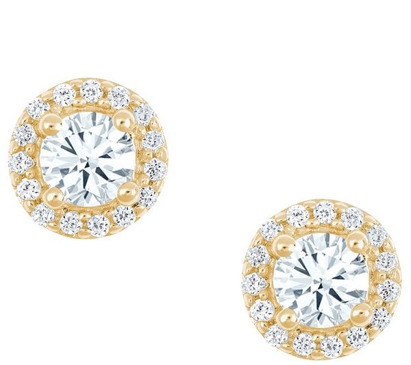 Affinity 14K 1.00 cttw Round Halo Earrings