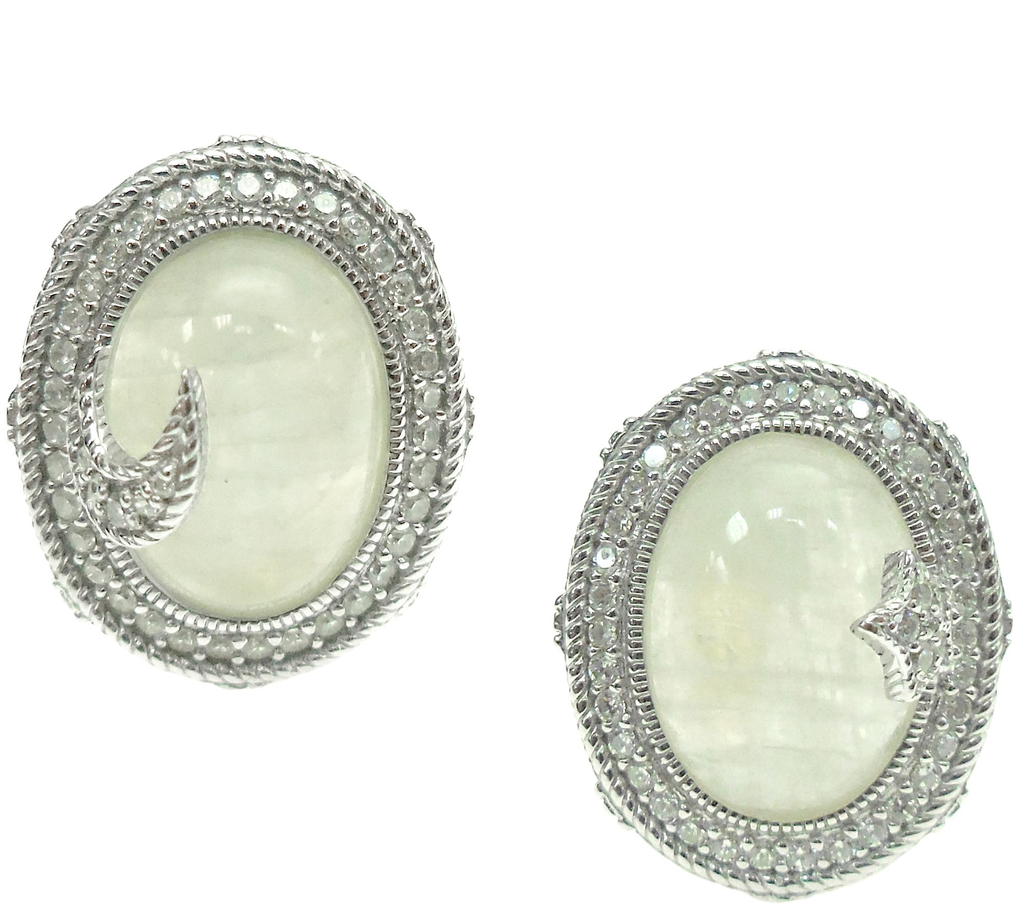 Judith Ripka Sterling Moonstone & Diamonique Earrings