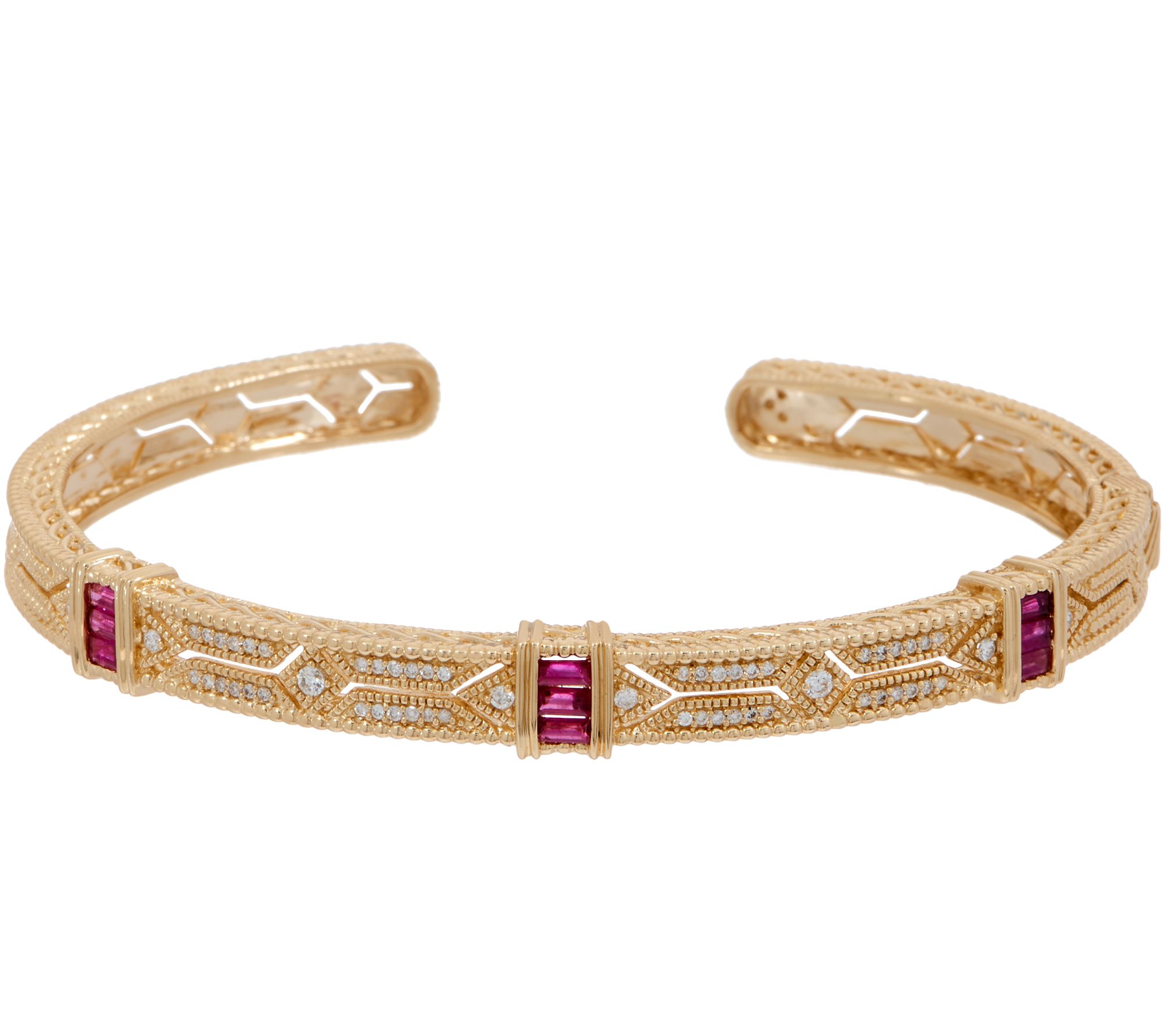 Judith Ripka 14K Gold Gemstone & Diamond Estate Cuff