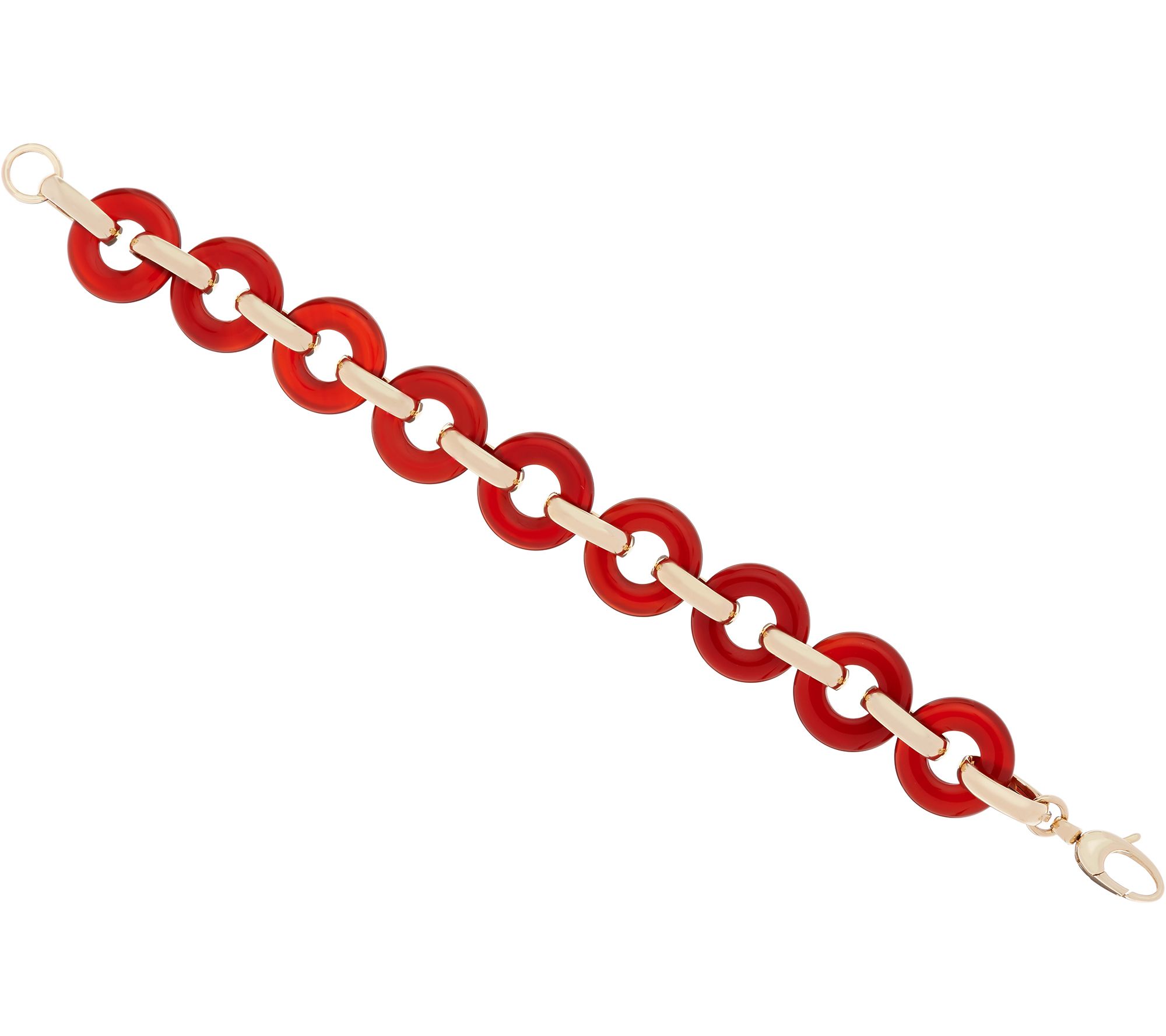 Italian Gold 8 Round Gemstone Bracelet, 14K Gold