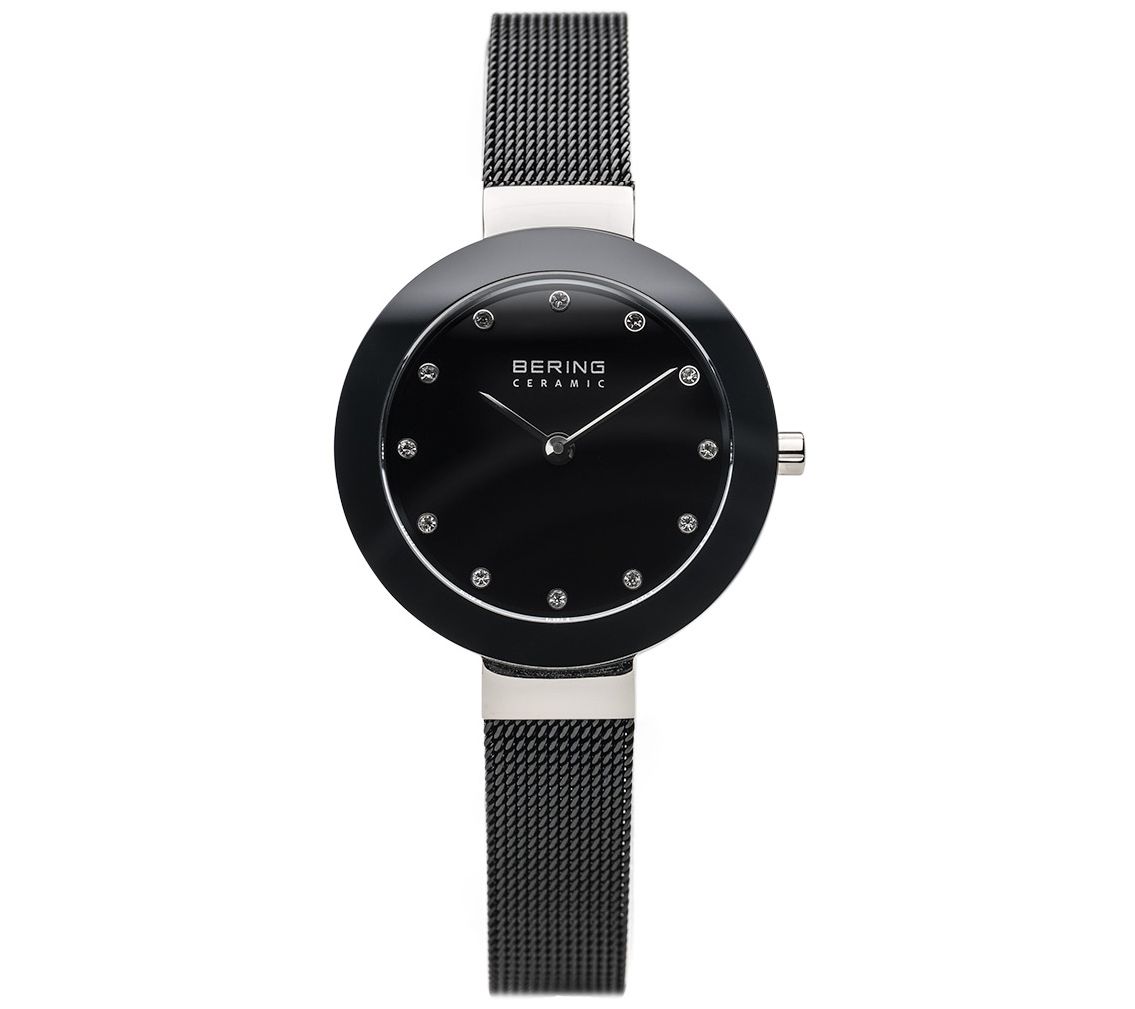 Bering Womens Stainless & Black Mesh Bracelet Watch