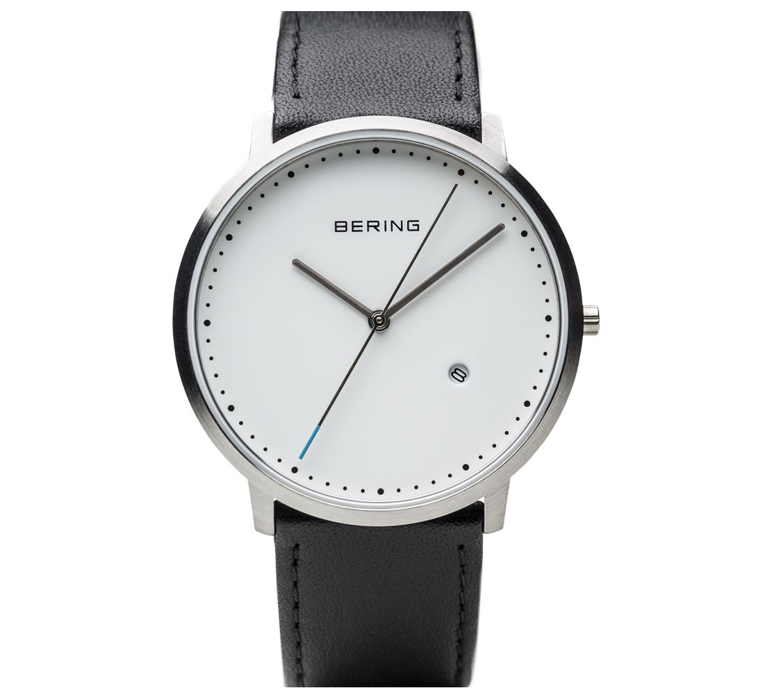 Bering Unisex White Dial Leather Strap Watch