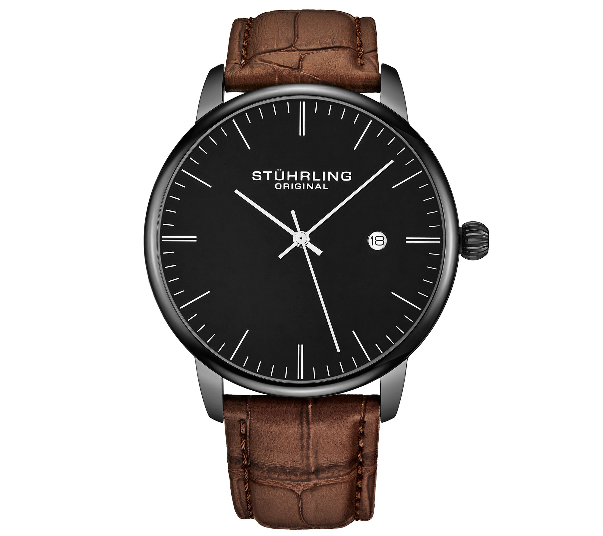 Stuhrling Mens Rasa Brown Leather Band Watch