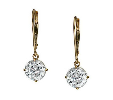 Diamonique 100 Facet 3 ct tw Lever Back Earring s, 14K Gold